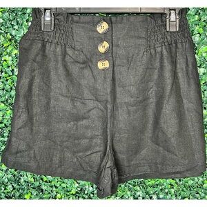 Heart & Hips Black Button-Front High Waist Shorts